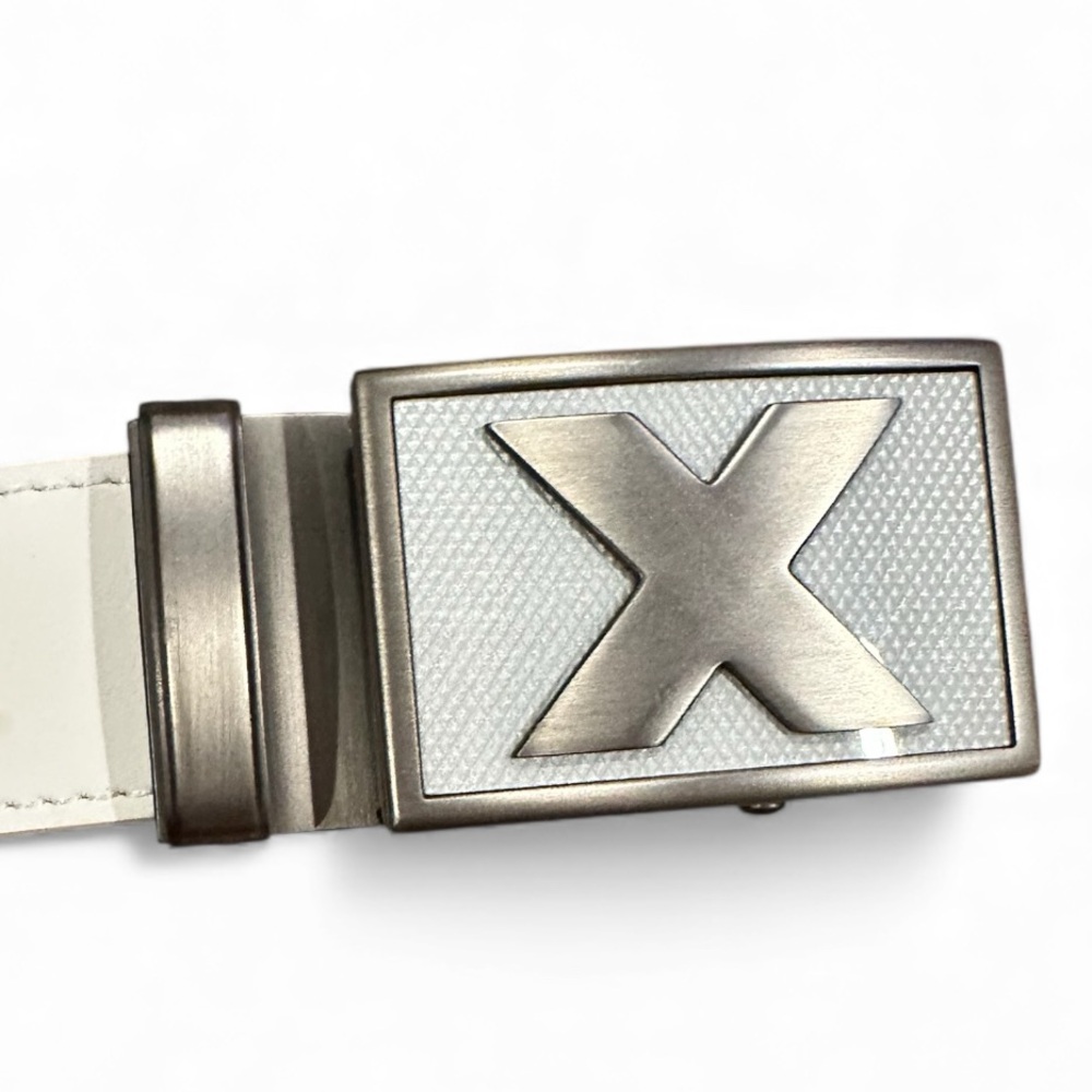 NEXBELT X White Belt Metallic SILVERTONE Buckle